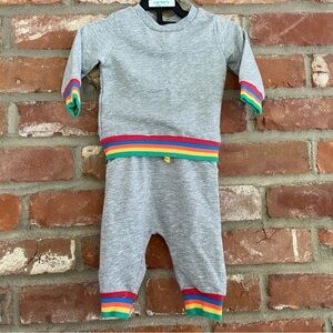 Rainbow Sweatsuit 0-3m First Impressions Grey Sweatshirt Sweatpants Infant Baby